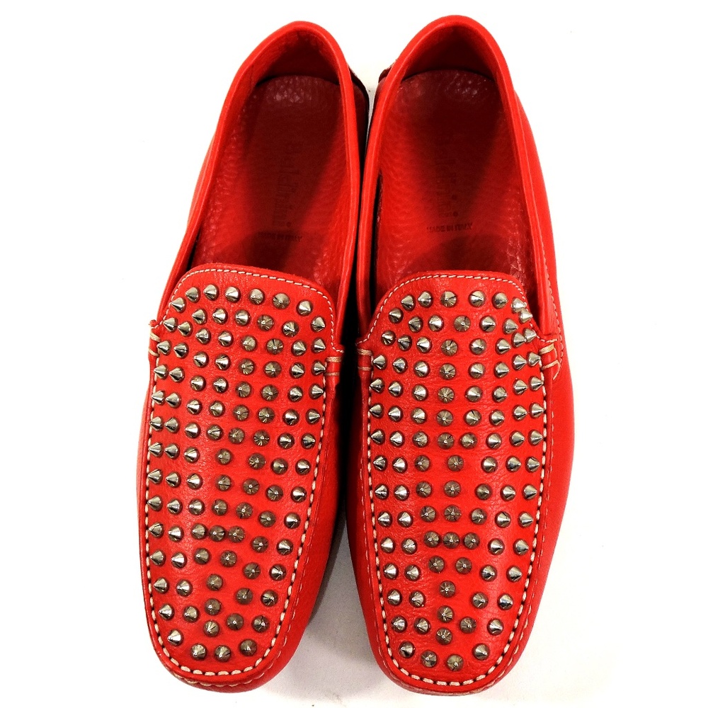 BALDININI 🇮🇹 MEN'S RED SOFT LEATHER COMFORT FASHION MOCCASINS - Picture 7 of 7